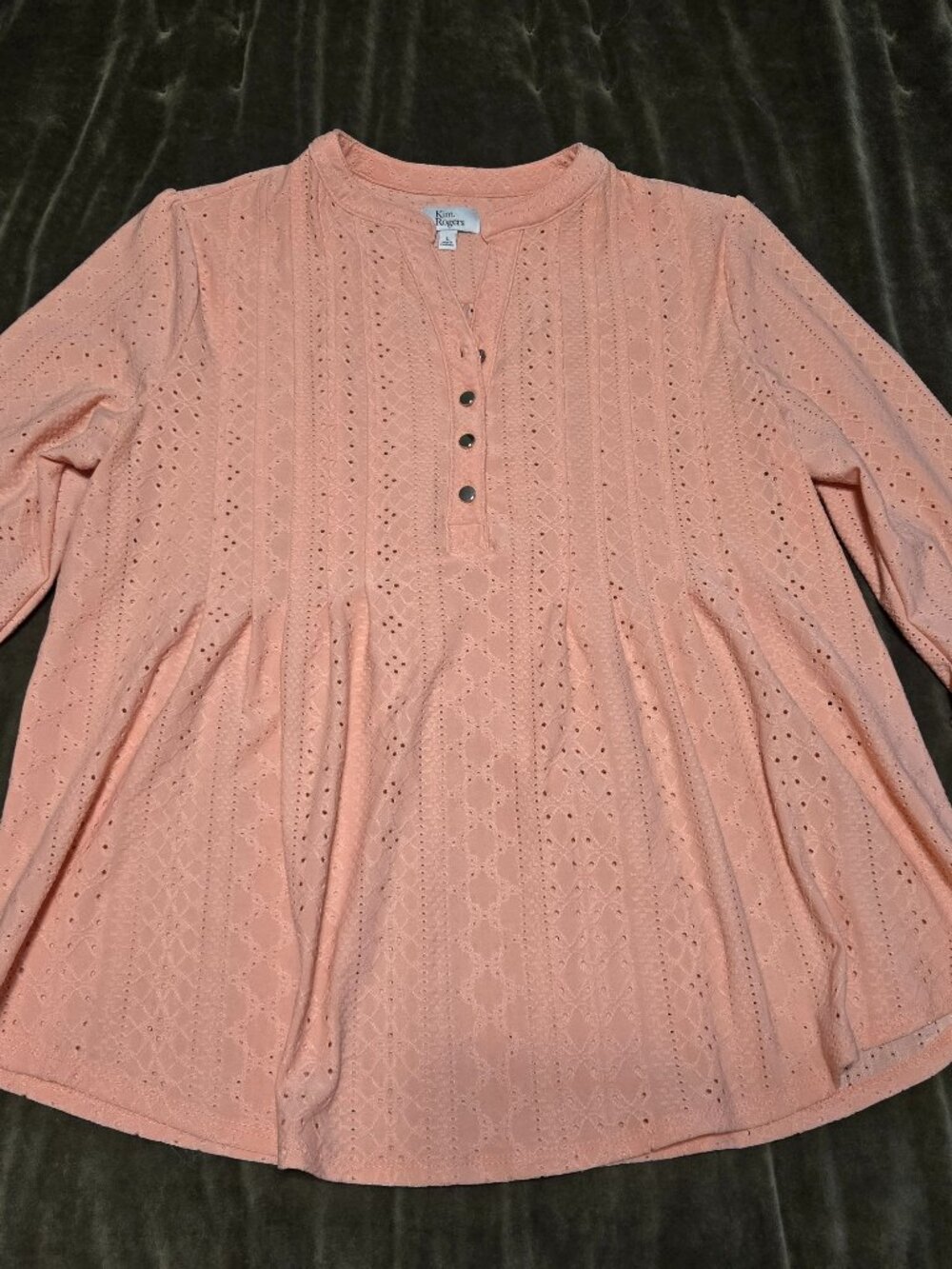 3/4 Sleeve Pink Eyelet Top